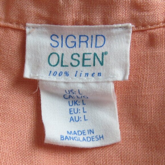Sigrid Olsen 100% Linen Tunic Top SIZE Large Peachy Orange - Picture 9 of 10
